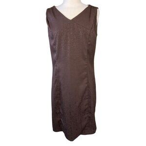 Coldwater Creek Sleeveless V-Neck Animal Print Brown Lined Sheath Dress 12